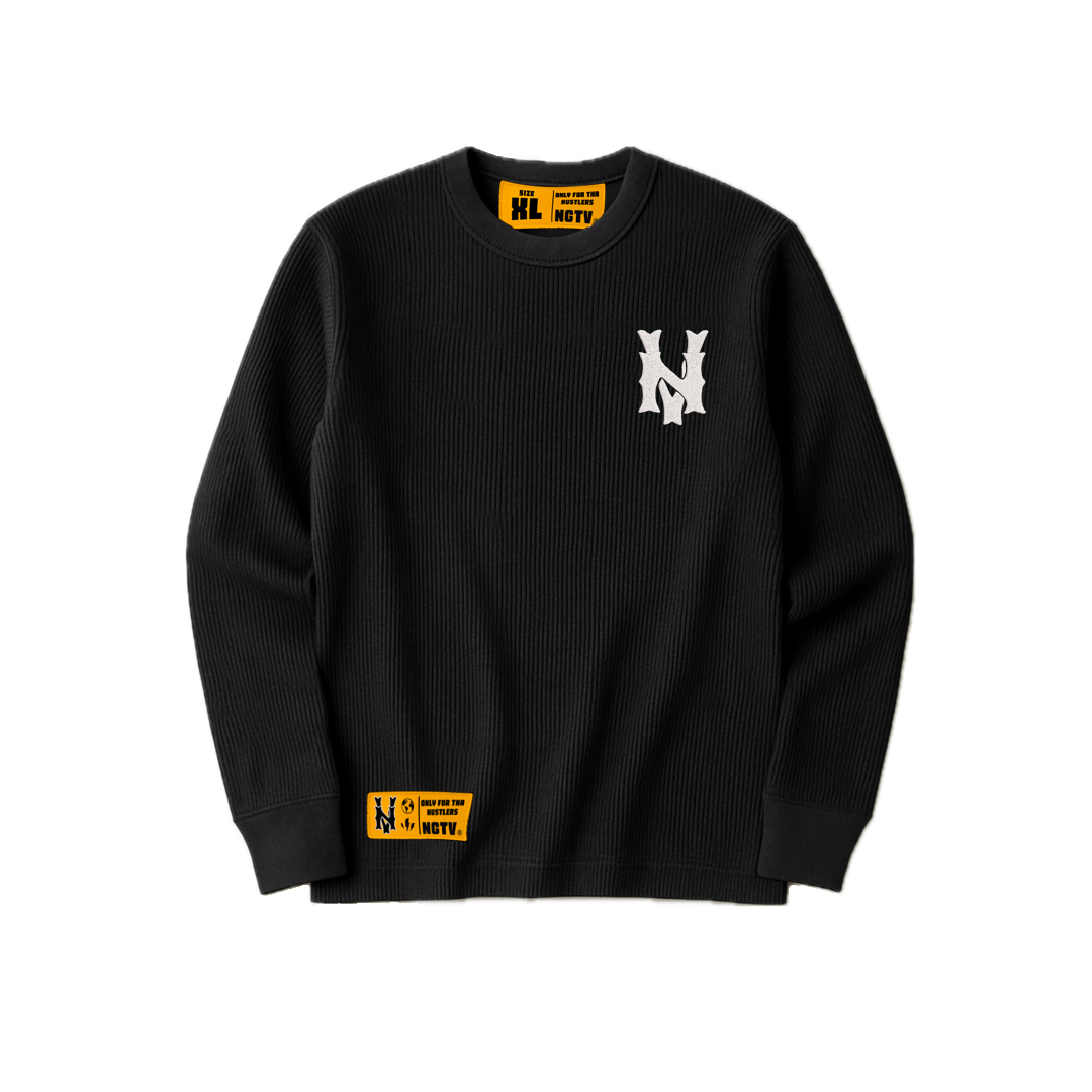NEGATIV WAFFLE LONGSLEEVE – BLACK