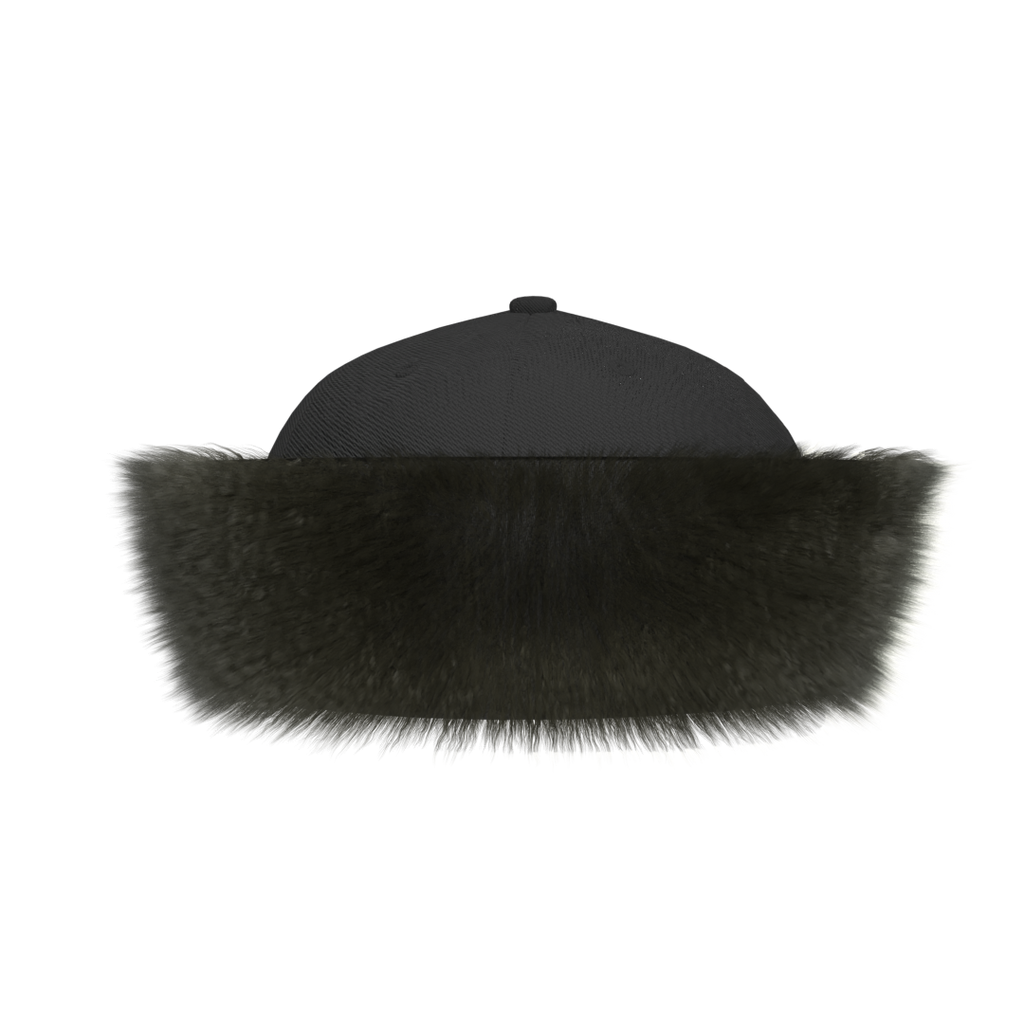 Negativ Up Flap Ear Furr Left Side front view – black streetwear snapback with faux fur flaps