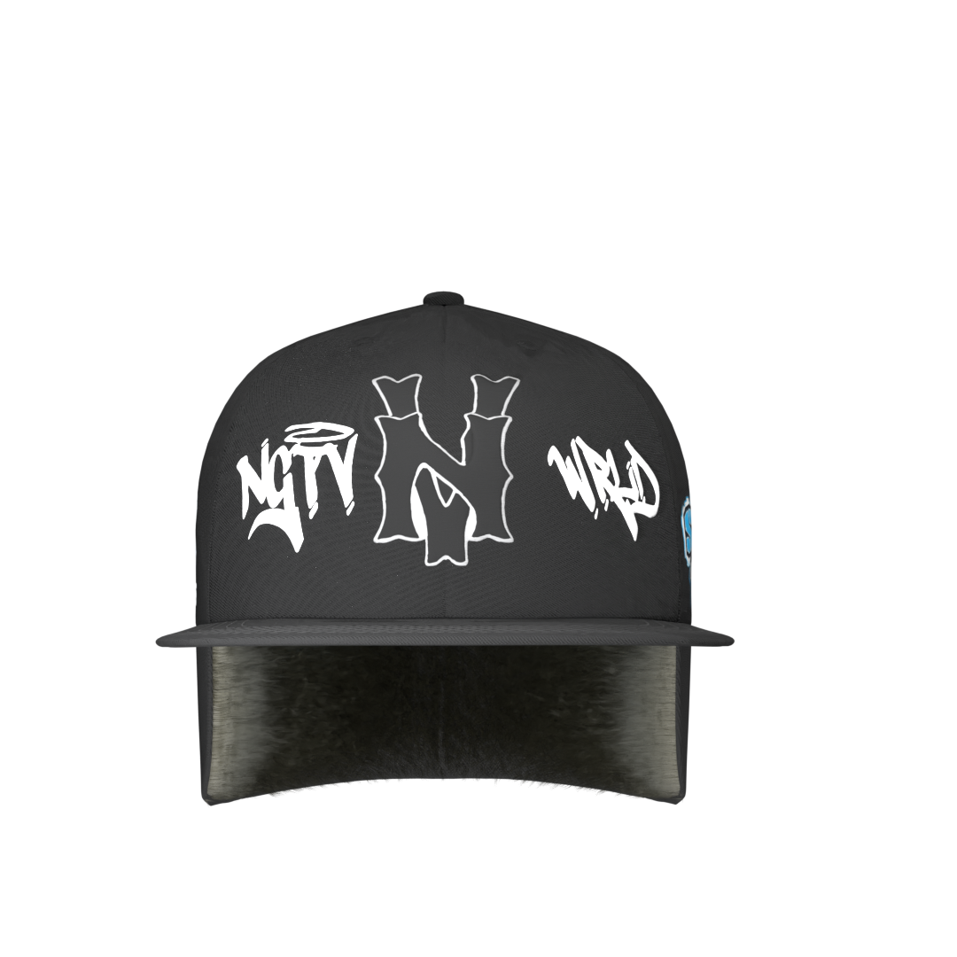 Negativ Down Flap Ear Furr Down Cap front view – black streetwear snapback with faux fur flaps.